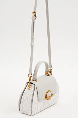 Levidor Beyaz Baskılı Kadın Casual El Çantası