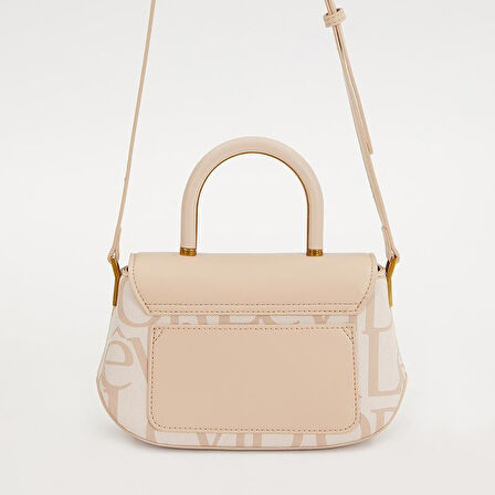 Levidor Krem Lisans Baskılı Kadın Casual El Çantası