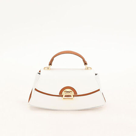 Levidor Beyaz Camel Oval Kadın El Çantası