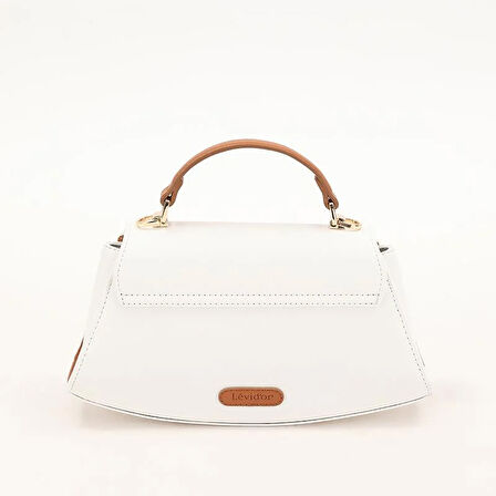 Levidor Beyaz Camel Oval Kadın El Çantası