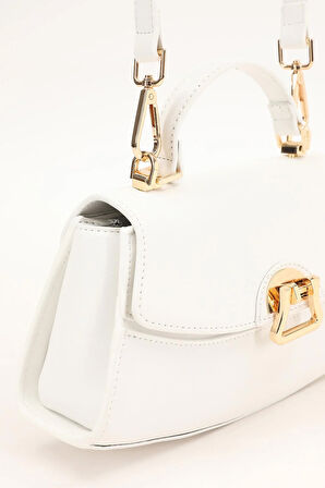 Levidor Beyaz Oval Kadın El Çantası