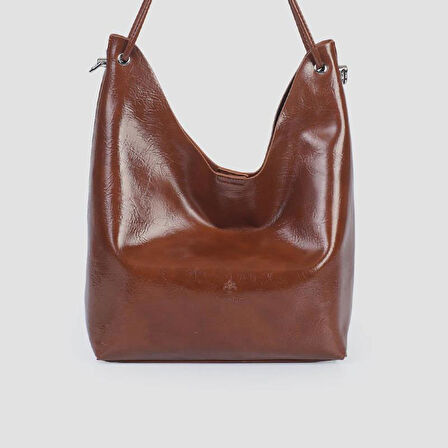 Jacquline Taba Ebave Parlak Deri Yavru Çantalı Kadın El Çantası