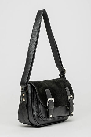 Jacquline Siyah Nyks Kadın Hakiki Nubuk Deri Çapraz Çanta