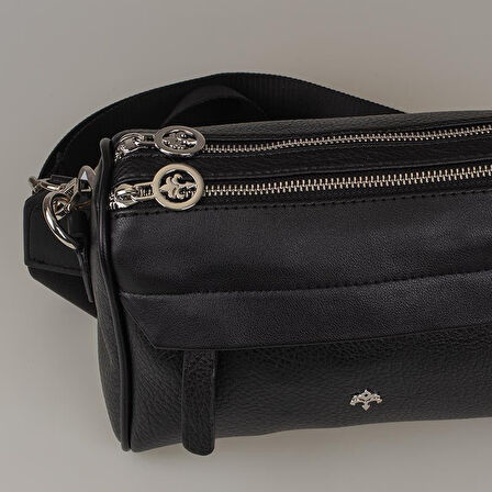 Jacquline Siyah Mat Bendis Deri Kadın Çapraz Çanta