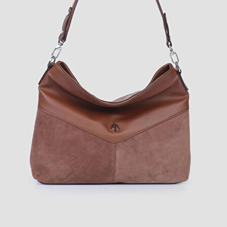 Jacquline Kahverengi Pan Hakiki Nubuk Deri Kadın Büzgülü Omuz Çantası