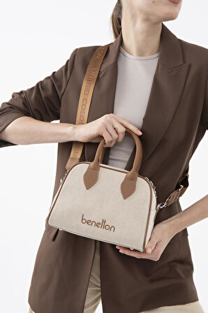 Benetton Kahverengi Kadın Cotton Kol Çantası BNT 1538