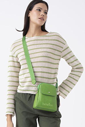 Benetton Yeşil Soft Line Deri Kadın Kol Çantası BNT 1479