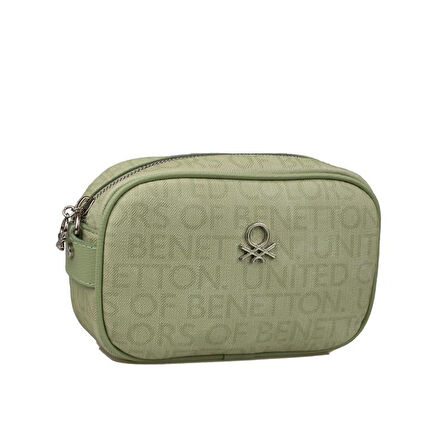 Benetton Haki Kadın Monogram Eskitme Mini Çapraz Çanta BNT 1537