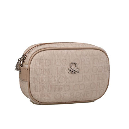 Benetton Bej Kadın Monogram Eskitme Mini Çapraz Çanta BNT 1537