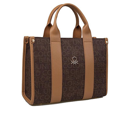 Benetton Kahverengi Monogram Eskitme Kadın El Çantası BNT 1596