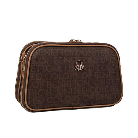 Benetton Kahverengi Kadın Monogram Eskitme Çapraz Çanta BNT 1277