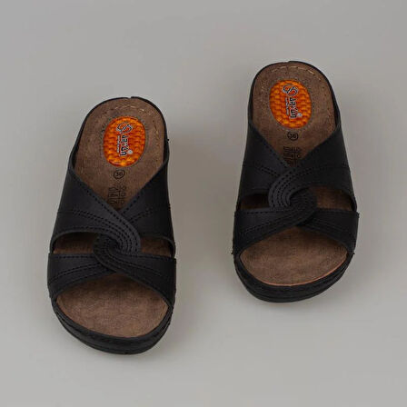 Trend Adımlar Siyah Kadın Hafif Dolgu Jelli Terlik 09-098