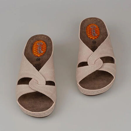 Trend Adımlar Krem Kadın Hafif Dolgu Jelli Terlik 09-098