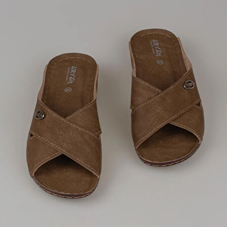 Trend Adımlar Vizon Kadın Düz Çapraz Şerit Terlik 08-086