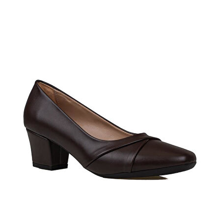 Trend Adımlar Kahverengi Kesik Burun Özel Üretim Kadın Klasik Ayakkabı