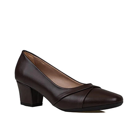 Trend Adımlar Kahverengi Kesik Burun Özel Üretim Kadın Klasik Ayakkabı