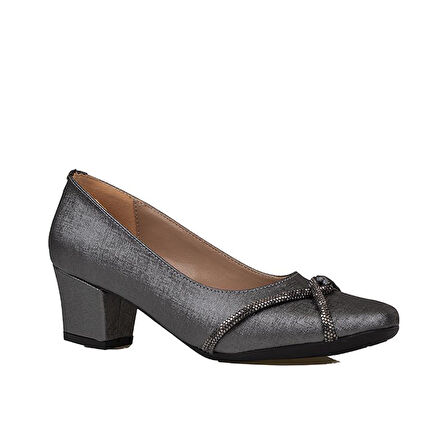 Trend Adımlar Gümüş Taş Sarmalı Kadın Klasik Ayakkabı