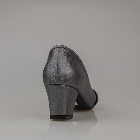 Trend Adımlar Gümüş Taş Sarmalı Kadın Klasik Ayakkabı