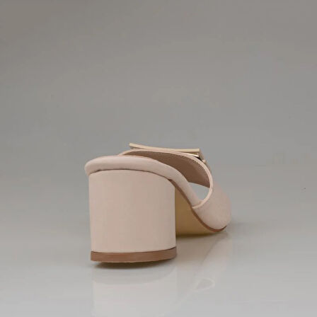 Trend Adımlar Krem Keten Kot Kadın Topuklu Terlik