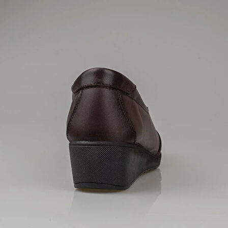 Trend Adımlar Kahverengi Hafif Dolgu Topuk Hakiki Deri Anne Ayakkabısı