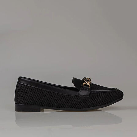 Trend Adımlar Siyah Hasır Dokuma Kadın Babet