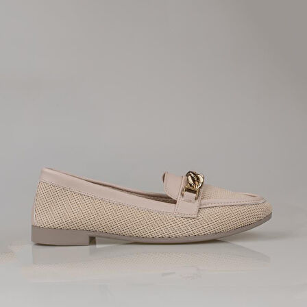 Trend Adımlar Krem Hasır Dokuma Kadın Babet