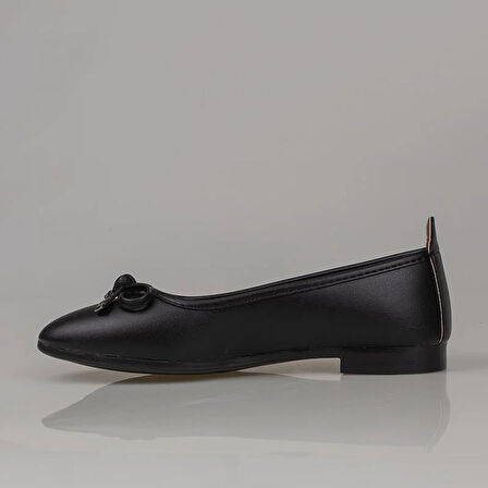 Trend Adımlar Siyah Mat Fiyonk Bağlama Düz Babet