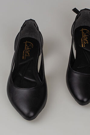 Trend Adımlar Siyah Yandan Açık Arkadan Püsküllü Düz Kadın Babet