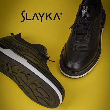 Slayka Siyah Lastik Boğazlı Köpük Taban Erkek Günlük Ayakkabı