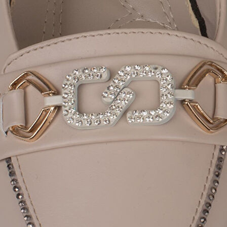 Trend Adımlar Krem Comfort Taş İşlemeli Kadın Babet