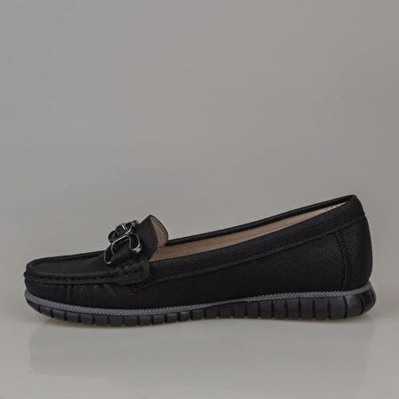 Trend Adımlar Siyah Comfort Denim Kadın Düz Babet