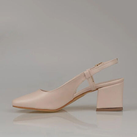 Trend Adımlar Krem Mat Topuklu Kadın Klasik Ayakkabı