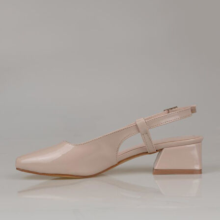 Trend Adımlar Krem Rugan Kadın Arkası Açık Klasik Ayakkabı