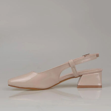 Trend Adımlar Krem Rugan Kadın Arkası Açık Klasik Ayakkabı