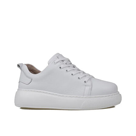 Trend Adımlar Beyaz Aura Kadın Hakiki Deri Sneaker