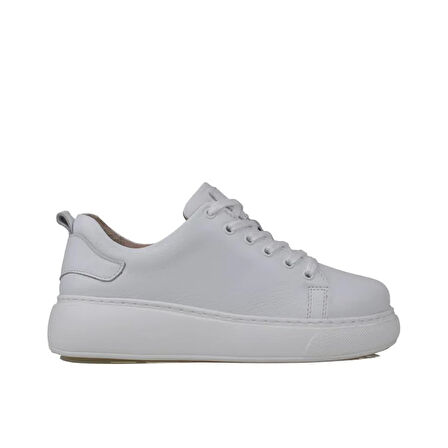 Trend Adımlar Beyaz Aura Kadın Hakiki Deri Sneaker