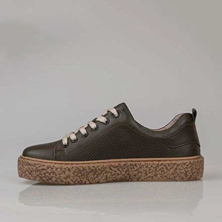 Trend Adımlar Haki Opi Hakiki Deri Kadın Sneaker
