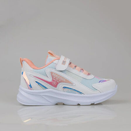 Trend Adımlar Beyaz Hafif Cırt Cırtlı Fileli Çocuk Spor Ayakkabı