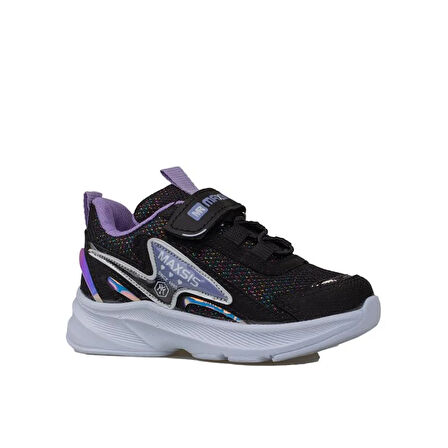 Trend Adımlar Siyah-Beyaz Hafif Cırt Cırtlı Fileli Çocuk Spor Ayakkabı