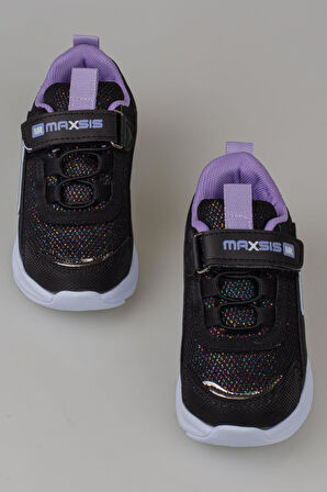 Trend Adımlar Siyah-Beyaz Hafif Cırt Cırtlı Fileli Çocuk Spor Ayakkabı