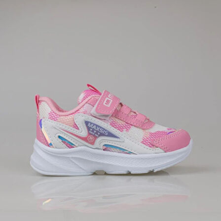 Trend Adımlar Pembe Hafif Cırt Cırtlı Fileli Çocuk Spor Ayakkabı