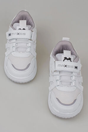 Trend Adımlar Beyaz Kaymaz Taban Çocuk Spor Ayakkabı