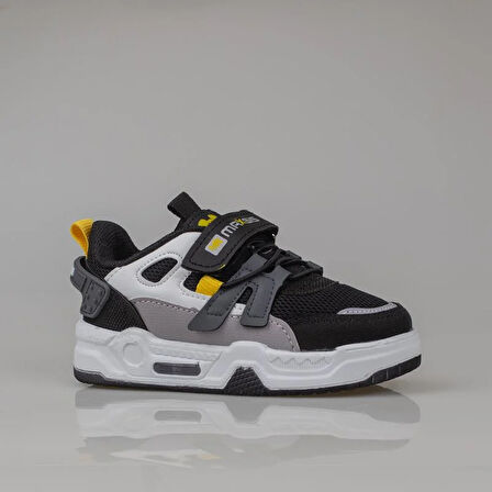 Trend Adımlar Siyah-Beyaz Kaymaz Taban Çocuk Spor Ayakkabı