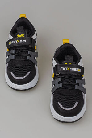 Trend Adımlar Siyah-Beyaz Kaymaz Taban Çocuk Spor Ayakkabı