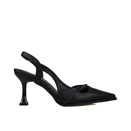 Trend Adımlar Siyah Suni Deri Kadın Düz Klasik Ayakkabı