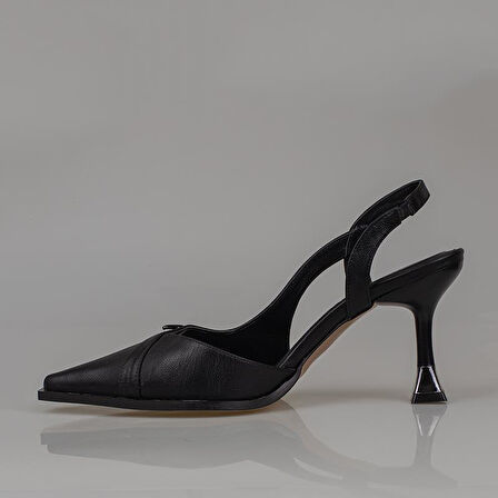 Trend Adımlar Siyah Suni Deri Kadın Düz Klasik Ayakkabı