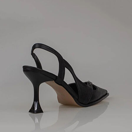 Trend Adımlar Siyah Suni Deri Kadın Düz Klasik Ayakkabı