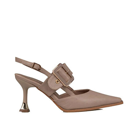 Trend Adımlar Kahverengi Suni Deri Kemerli Kadın Klasik Ayakkabı