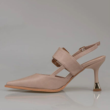 Trend Adımlar Kahverengi Suni Deri Kemerli Kadın Klasik Ayakkabı