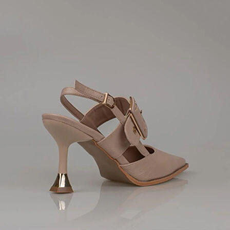 Trend Adımlar Kahverengi Suni Deri Kemerli Kadın Klasik Ayakkabı